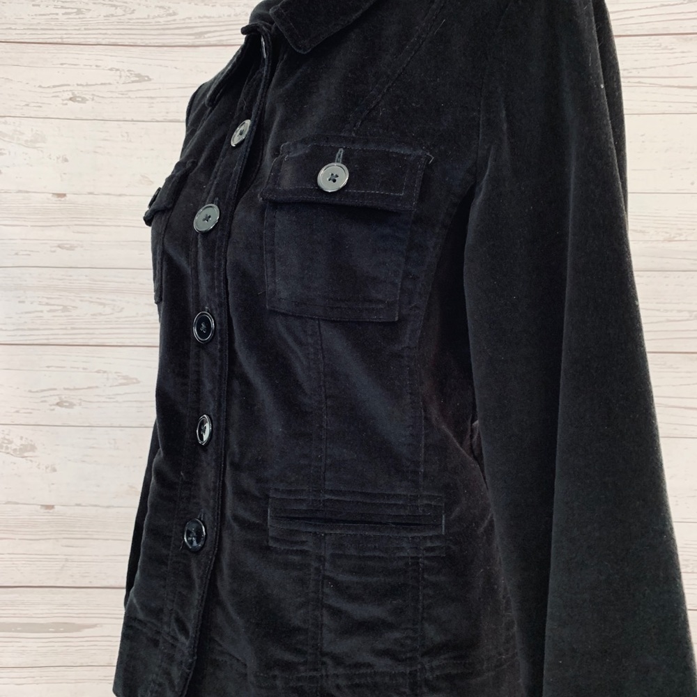 Talbots Petites Stretch Black Velvet Jacket 10 - Picture 3 of 4